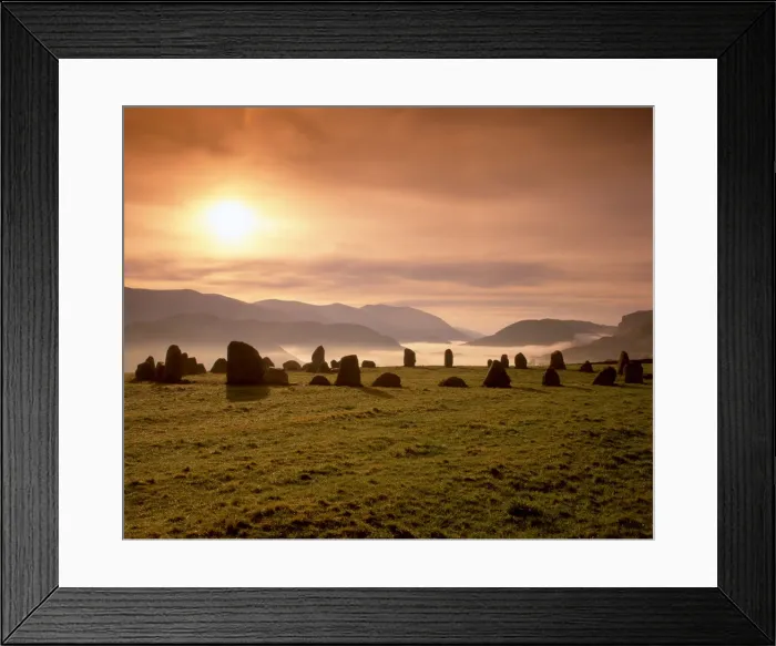 Framed Print : Mist behind Castlerigg Stone Circle, Lake District National Park, Cumbria, England