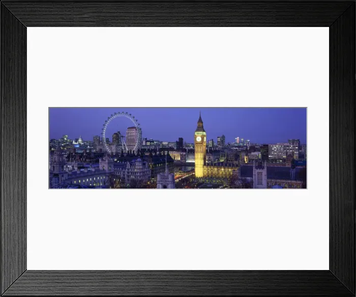Framed Print : Big Ben & London Eye at Night, London, England Framed Print : Big Ben & London Eye at Night, London, England