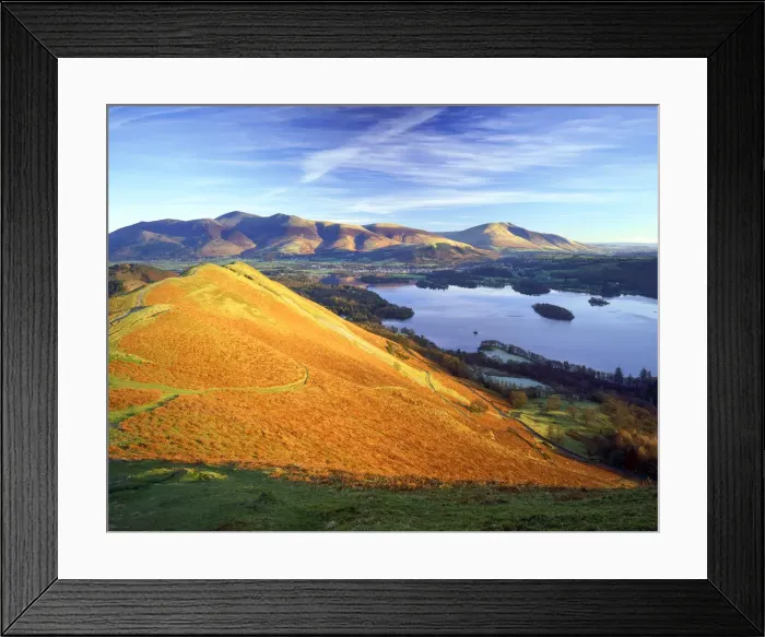 Framed Print : View over Derwent Water from Cat Bells, Lake District National Park, Cumbria, England Framed Print : View over Derwent Water from Cat Bells, Lake District National Park, Cumbria, England