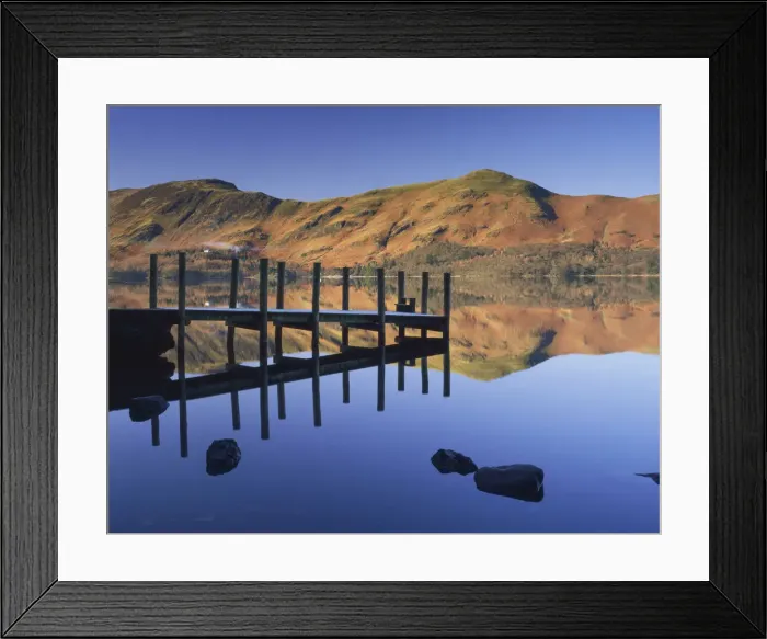 Framed Print : Derwent Water Jetty Reflections, Lake District National Park, Cumbria, England Framed Print : Derwent Water Jetty Reflections, Lake District National Park, Cumbria, England