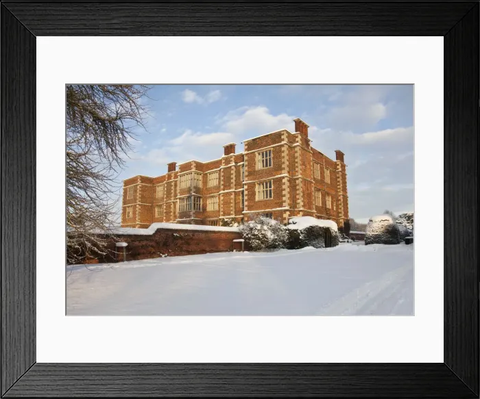 Framed Print : Lincolnshire, UK. Snow covers the ornamental gardens at Doddington hall Framed Print : Lincolnshire, UK. Snow covers the ornamental gardens at Doddington hall