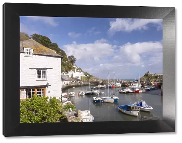 Polperro harbour on a sunny Spring afternoon, Cornwall, England. Spring (May) 2015