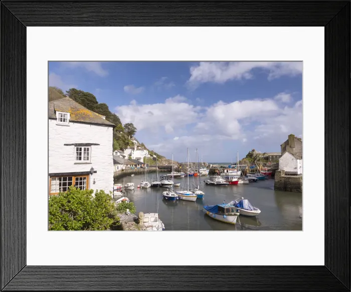 Framed Print : Polperro harbour on a sunny Spring afternoon, Cornwall, England. Spring (May) 2015