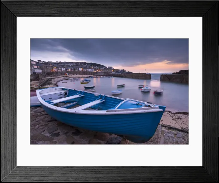 Framed Print : Mousehole harbour at dawn, Mousehole, Cornwall, England Framed Print : Mousehole harbour at dawn, Mousehole, Cornwall, England
