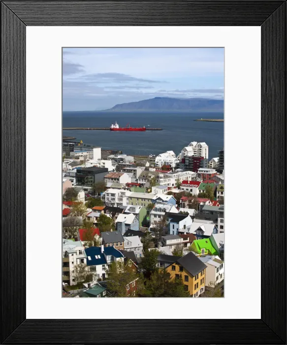 Framed Print : View of Reykjavik from the top of Hallgrimskirkja cathedral, Iceland Framed Print : View of Reykjavik from the top of Hallgrimskirkja cathedral, Iceland