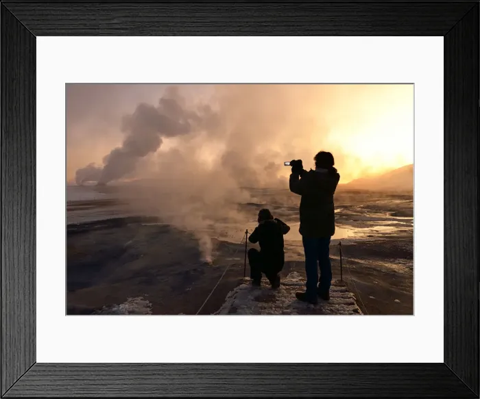 Framed Print : Tourists photograph Hot sulphur springs near Reykjavik, Iceland Framed Print : Tourists photograph Hot sulphur springs near Reykjavik, Iceland