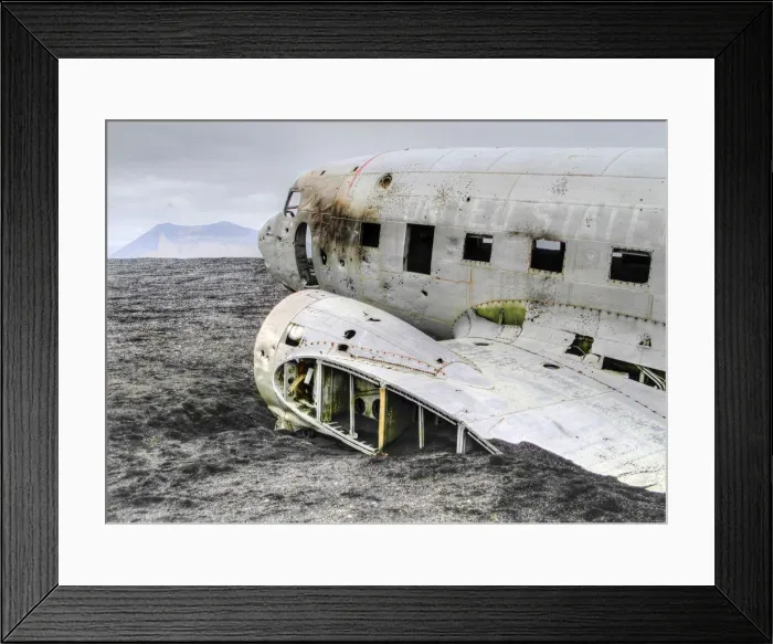Framed Print : Remains of the crashed in 1974 US Navy plane, Solheimasandur, Iceland