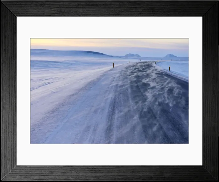 Framed Print : Snow drifts across the main road at Grimsstadir, Iceland Framed Print : Snow drifts across the main road at Grimsstadir, Iceland
