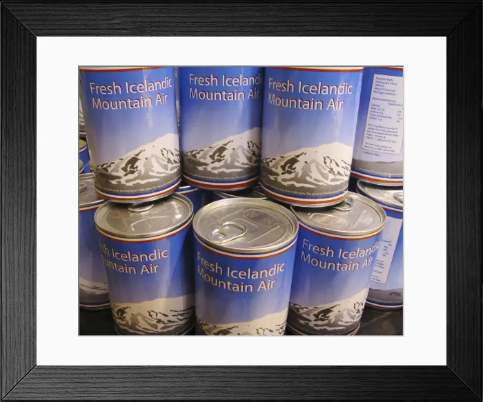 Framed Print : Fresh Icelandic mountain air in a can, Iceland Framed Print : Fresh Icelandic mountain air in a can, Iceland