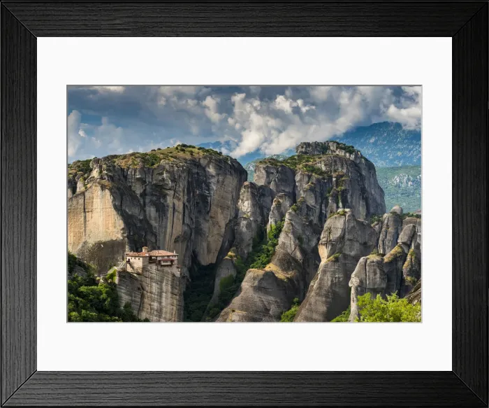 Framed Print : Monastery of Moni Agias Varvaras Roussanou with spectacular massive rocky pinnacles Framed Print : Monastery of Moni Agias Varvaras Roussanou with spectacular massive rocky pinnacles