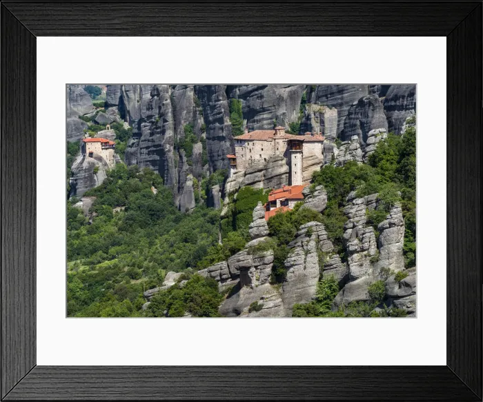 Framed Print : Monastery of Moni Agias Varvaras Roussanou with spectacular massive rocky pinnacles Framed Print : Monastery of Moni Agias Varvaras Roussanou with spectacular massive rocky pinnacles