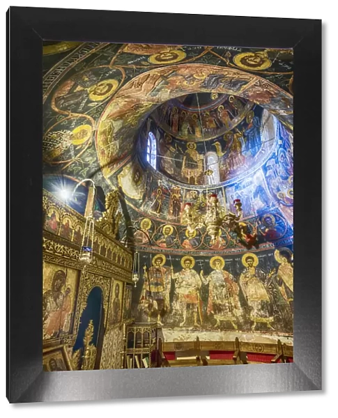 Byzantine frescoes inside the Monastery of Moni Agias Triados or Monastery of the