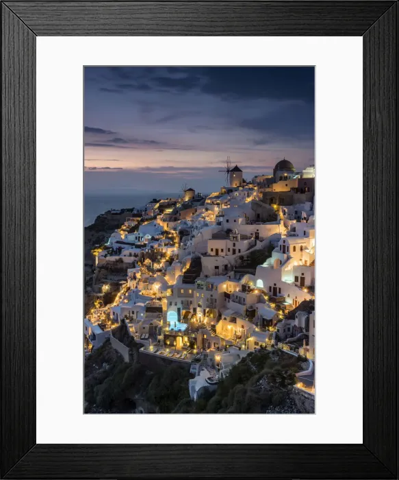 Framed Print : Night view of Oia, Santorini, South Aegean, Greece Framed Print : Night view of Oia, Santorini, South Aegean, Greece