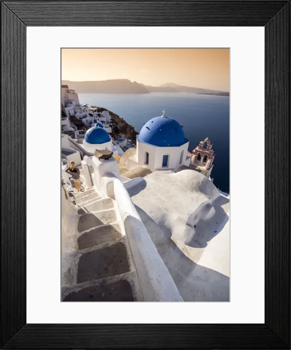Framed Print : Picturesque sunrise view in Oia, Santorini, South Aegean, Greece Framed Print : Picturesque sunrise view in Oia, Santorini, South Aegean, Greece