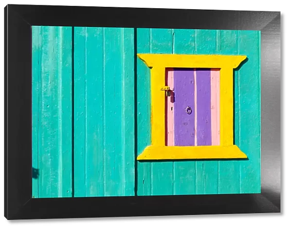 Colourful door in the small village of Klima on the island of Milos, Cyclades, Greece