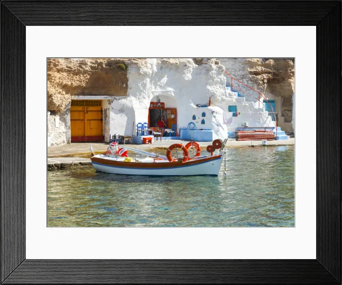 Framed Print : Fishing port of Mandraki on the island of Milos, Cyclades, Greece Framed Print : Fishing port of Mandraki on the island of Milos, Cyclades, Greece