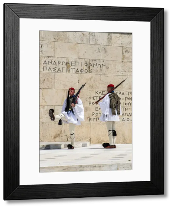 Framed Print : Changing of the Guard in front of the Greek Parliament building, Athens, Attica, Greece