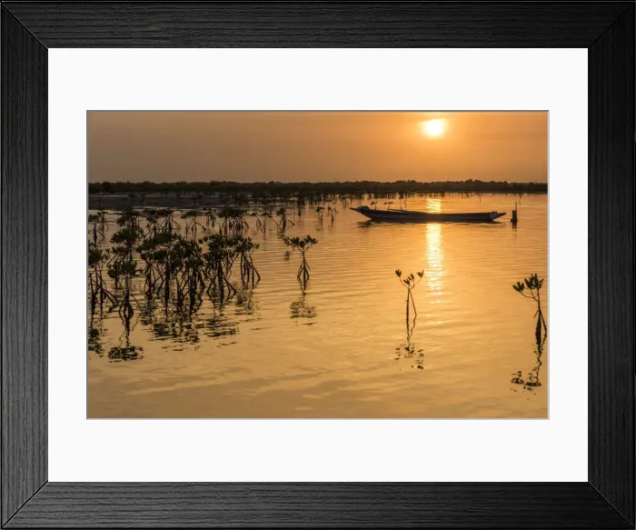 Framed Print : Africa, Guinea Bissau. Sunset over a wetland Framed Print : Africa, Guinea Bissau. Sunset over a wetland
