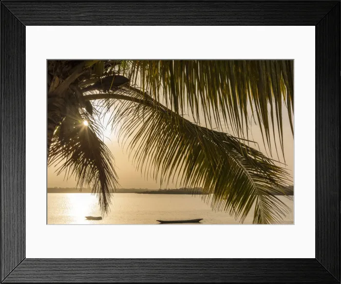 Framed Print : Africa, Guinea Bissau. Sunrise with fishing boats
