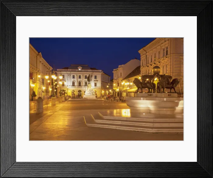Framed Print : Klauzal Square at dusk, Szeged, Southern Plain, Hungary Framed Print : Klauzal Square at dusk, Szeged, Southern Plain, Hungary