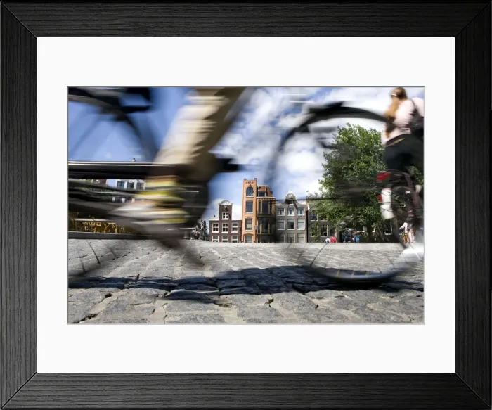 Framed Print : Cyclist, Amsterdam, the Netherlands Framed Print : Cyclist, Amsterdam, the Netherlands