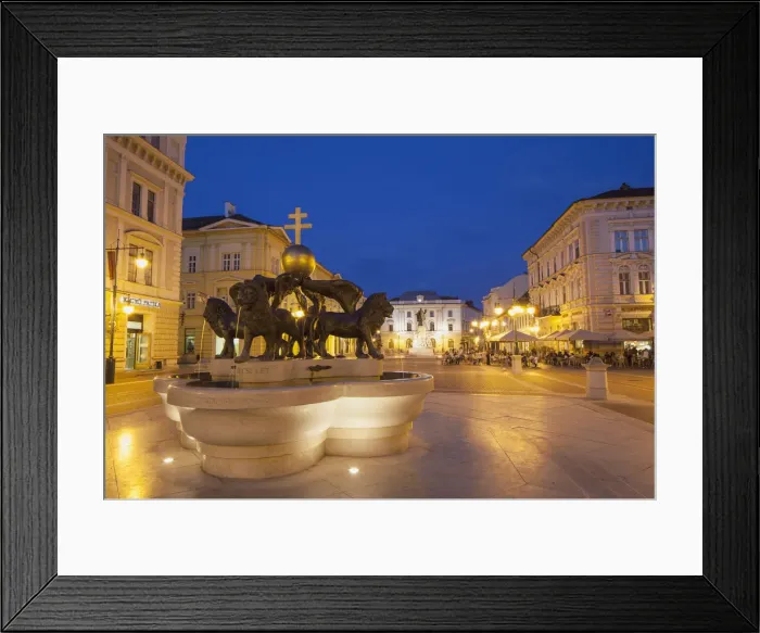 Framed Print : Klauzal Square at dusk, Szeged, Southern Plain, Hungary Framed Print : Klauzal Square at dusk, Szeged, Southern Plain, Hungary