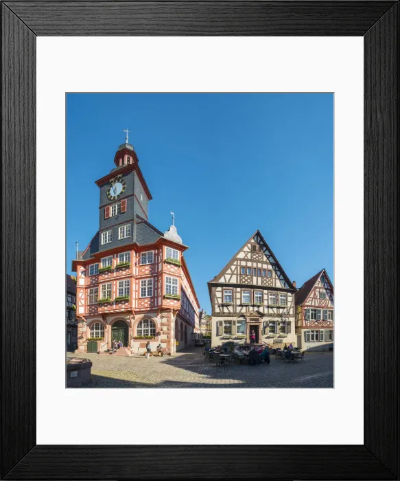 Framed Print : Germany, Hessen, Heppenheim. Historic buildings on Marktplatz market square