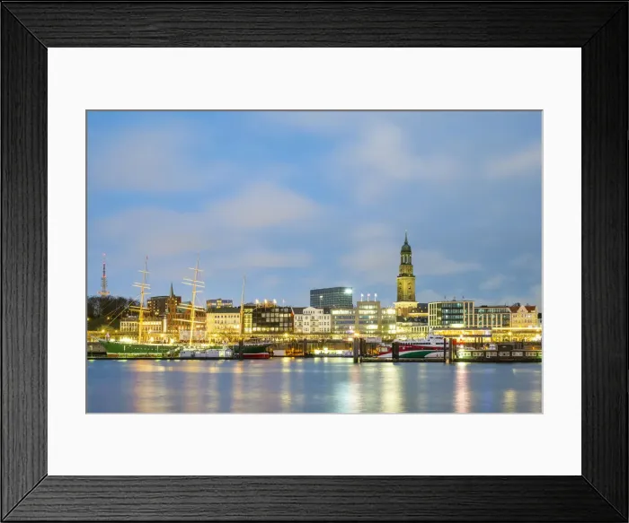 Framed Print : Hamburg skyline along Elbe River at night, Hamburg, Germany, Europe Framed Print : Hamburg skyline along Elbe River at night, Hamburg, Germany, Europe
