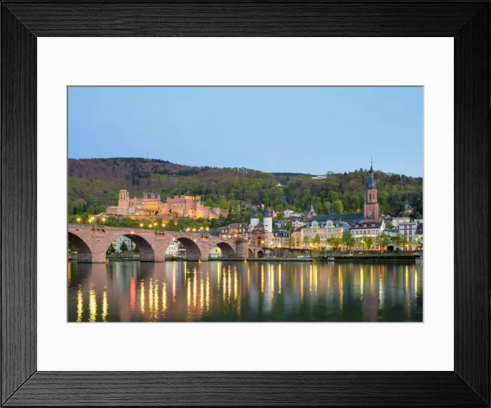 Framed Print : Germany, Baden-WAorttemberg, Heidelberg. Alte Brucke (old bridge) and buildings in