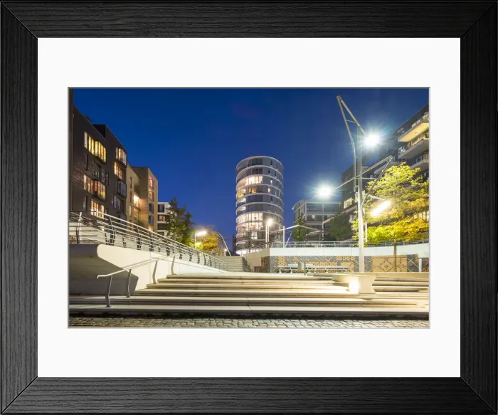 Framed Print : Modern urban architecture on the Dalmankai at night, HafenCity, Hamburg, Germany Framed Print : Modern urban architecture on the Dalmankai at night, HafenCity, Hamburg, Germany