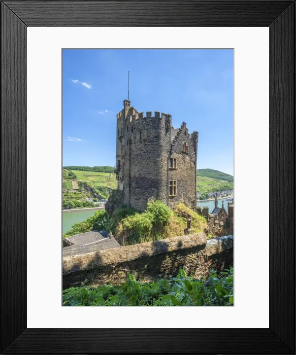 Framed Print : Rheinsteincastle with river Rhein near Bingen, Rhine valley, Rhineland-Palatinate Framed Print : Rheinsteincastle with river Rhein near Bingen, Rhine valley, Rhineland-Palatinate