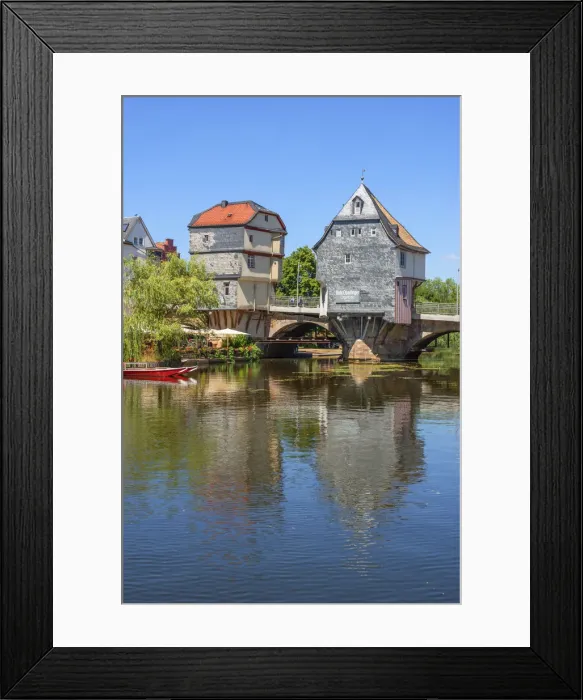 Framed Print : River Nahe with Bridge house at Bad Kreuznach, Nahe valley, Rhineland-Palatinate, Germany Framed Print : River Nahe with Bridge house at Bad Kreuznach, Nahe valley, Rhineland-Palatinate, Germany