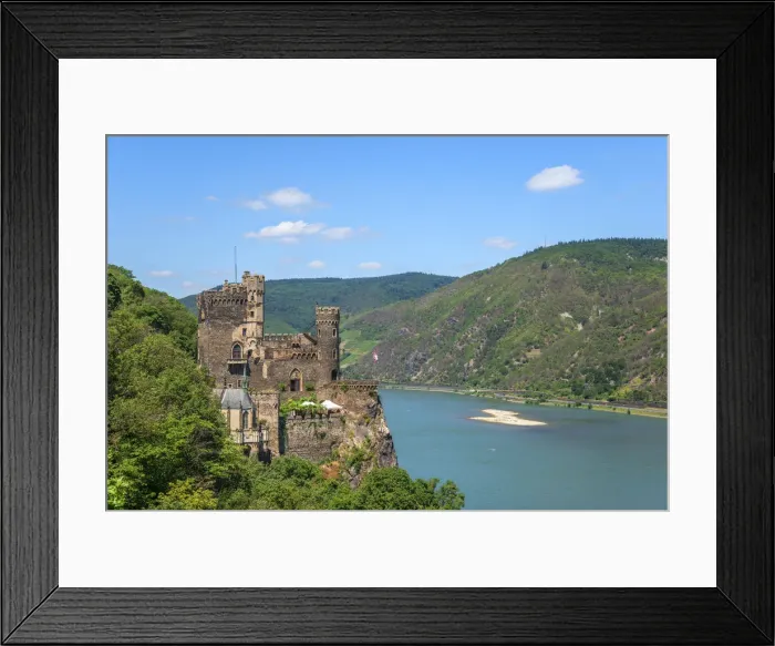 Framed Print : Rheinsteincastle with river Rhein near Bingen, Rhine valley, Rhineland-Palatinate Framed Print : Rheinsteincastle with river Rhein near Bingen, Rhine valley, Rhineland-Palatinate