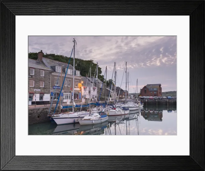 Framed Print : Yachts moored in Padstow harbour at dawn, Padstow, North Cornwall, England Framed Print : Yachts moored in Padstow harbour at dawn, Padstow, North Cornwall, England