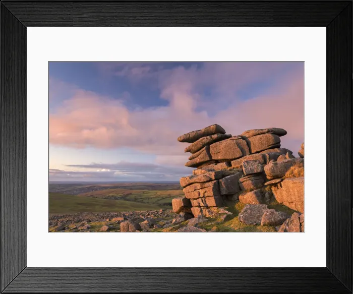 Framed Print : Evening sunlights glows against Great Staple Tor, Dartmoor National Park, Devon, England Framed Print : Evening sunlights glows against Great Staple Tor, Dartmoor National Park, Devon, England