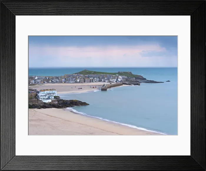 Framed Print : Porthminster Beach and St Ives at dawn, Cornwall, England Framed Print : Porthminster Beach and St Ives at dawn, Cornwall, England