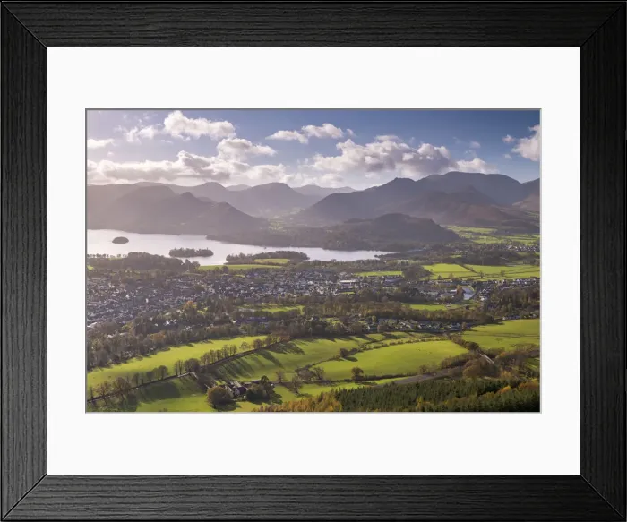 Framed Print : Keswick and Derwent Water on a bright autumnal afternoon, Lake District, Cumbria, England Framed Print : Keswick and Derwent Water on a bright autumnal afternoon, Lake District, Cumbria, England