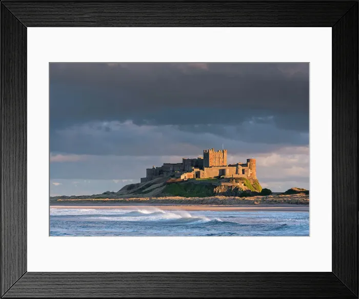 Framed Print : Evening sunlight on Bamburgh Castle, Northumberland, England. Spring (March) 2015 Framed Print : Evening sunlight on Bamburgh Castle, Northumberland, England. Spring (March) 2015