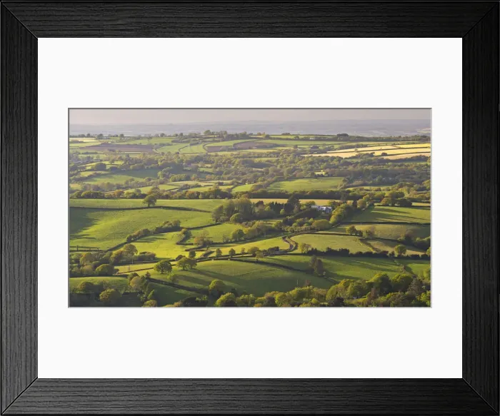 Framed Print : Rolling patchwork countryside, Dartmoor National Park, Devon, England. Spring (May) 2015 Framed Print : Rolling patchwork countryside, Dartmoor National Park, Devon, England. Spring (May) 2015