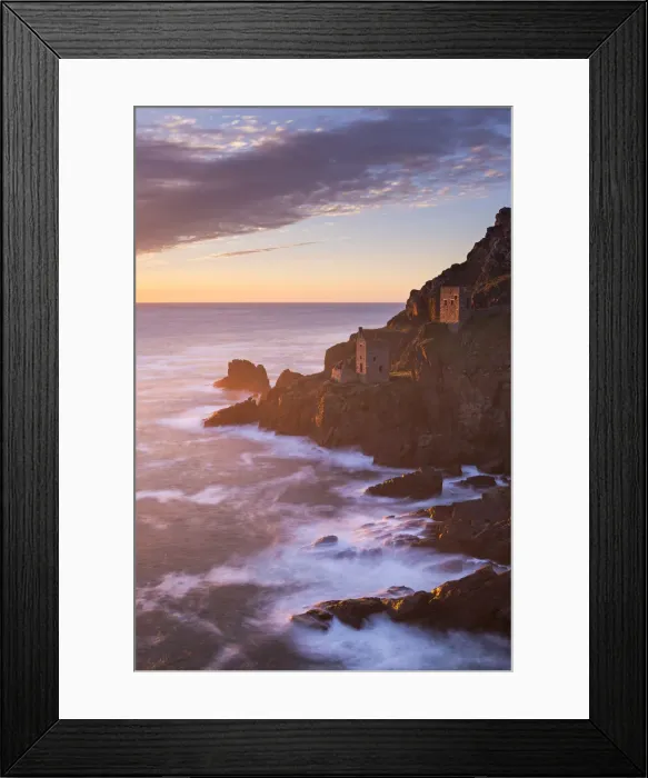 Framed Print : The Crowns Cornish tin mine engine houses on the cliffs of Botallack, Cornwall, England Framed Print : The Crowns Cornish tin mine engine houses on the cliffs of Botallack, Cornwall, England