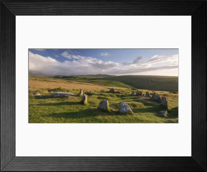 Framed Print : The Nine Maidens megalthic stone circle on Belstone Common, Dartmoor National Park Framed Print : The Nine Maidens megalthic stone circle on Belstone Common, Dartmoor National Park