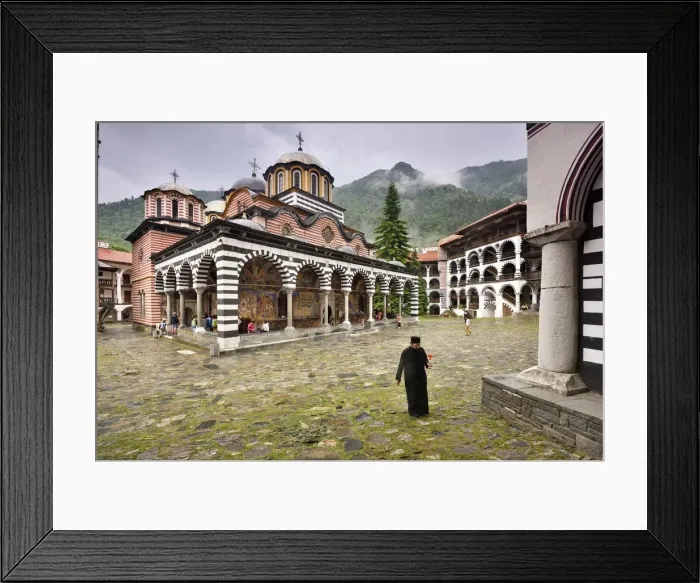 Framed Print : The Church of the Nativity of the Virgin Mother and the courtyard. Rila Monastery Framed Print : The Church of the Nativity of the Virgin Mother and the courtyard. Rila Monastery