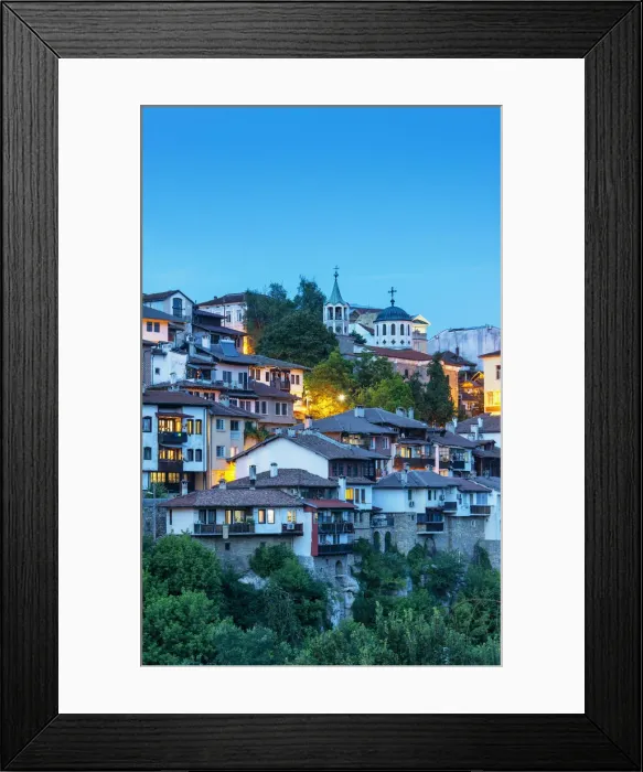 Framed Print : The old town, Varosha, of Veliko Tarnovo at dusk. Bulgaria Framed Print : The old town, Varosha, of Veliko Tarnovo at dusk. Bulgaria