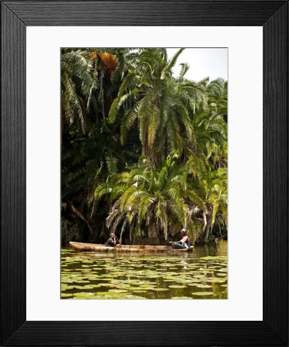 Framed Print : Burundi. Locals fish on the The Lac des Oiseaux which is home to numerous species