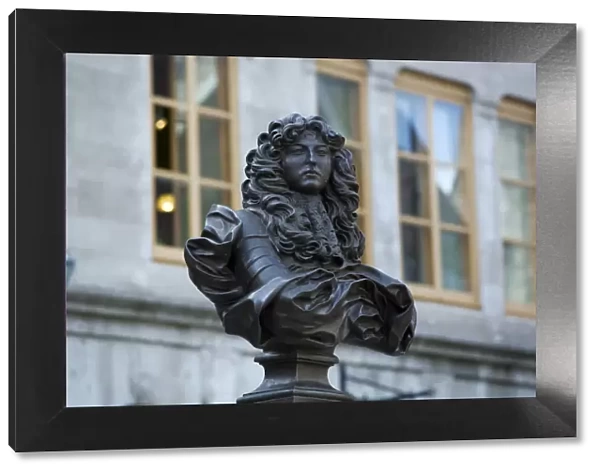 Quebec City, Canada. Bust of Louis XIV in the Place Royale in Old Quebec City