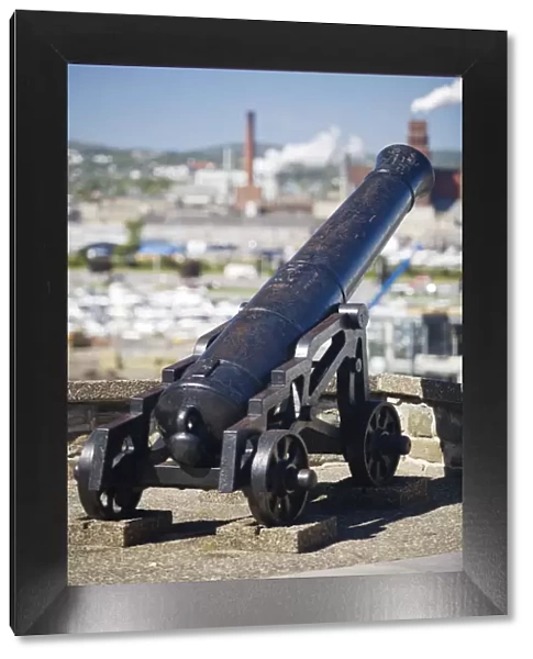 Quebec City, Canada. Old cast iron cannons on the ramparts of old quebec city canada