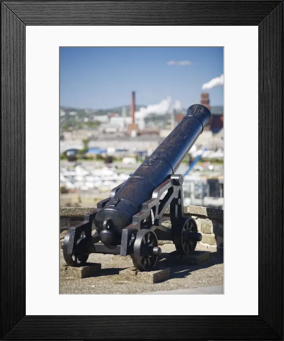 Framed Print : Quebec City, Canada. Old cast iron cannons on the ramparts of old quebec city canada Framed Print : Quebec City, Canada. Old cast iron cannons on the ramparts of old quebec city canada