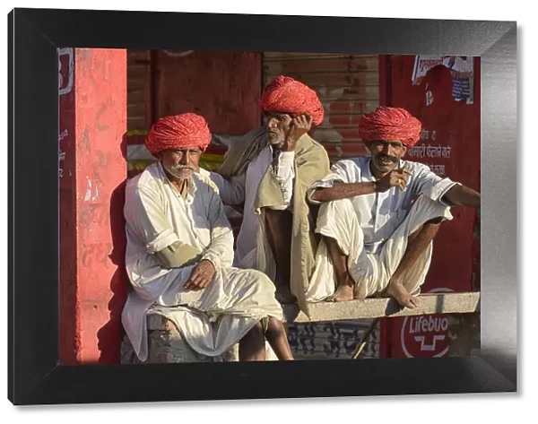 Men in the Village of Pachewar, Rajasthan, India, Asia