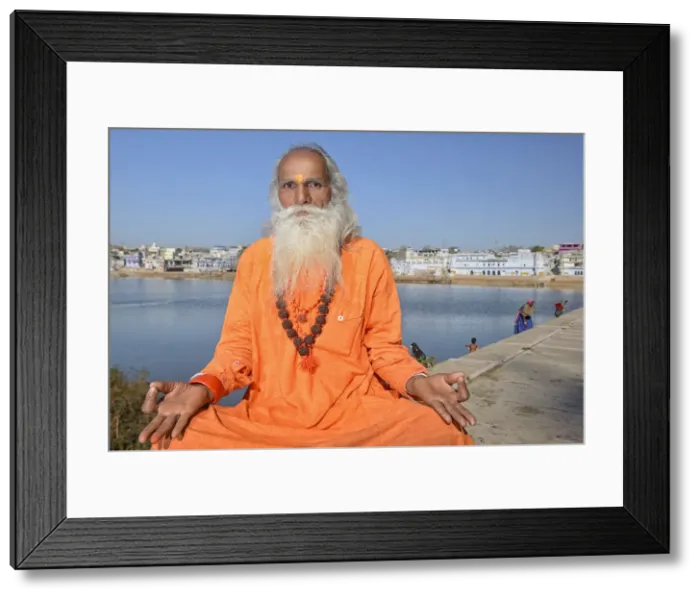 Framed Print : Guru at Holy Lake, City of Puskar, Rajasthan, India, Asia MR Framed Print : Guru at Holy Lake, City of Puskar, Rajasthan, India, Asia MR
