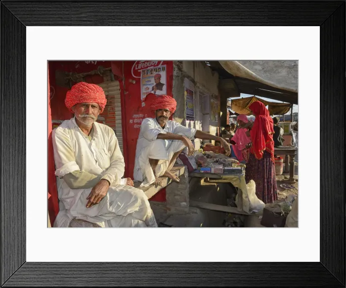 Framed Print : Farmers in the Village of Pachewar, Rajasthan, India, Asia